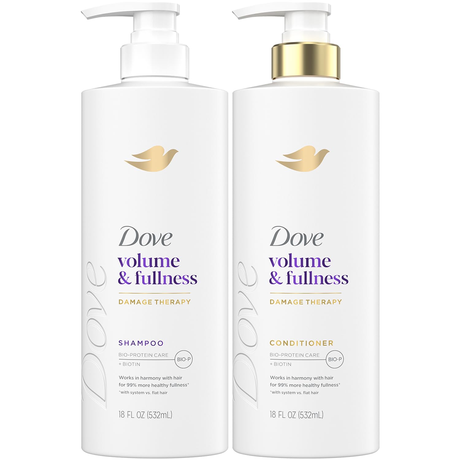 Dove shampoo bottle top view shows volume-boosting formula for daily use