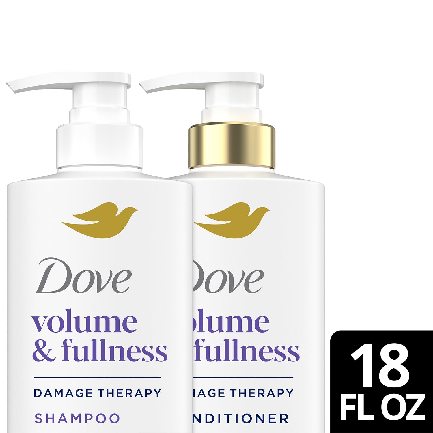 Close-up of Dove shampoo pump highlights convenient daily dispensing