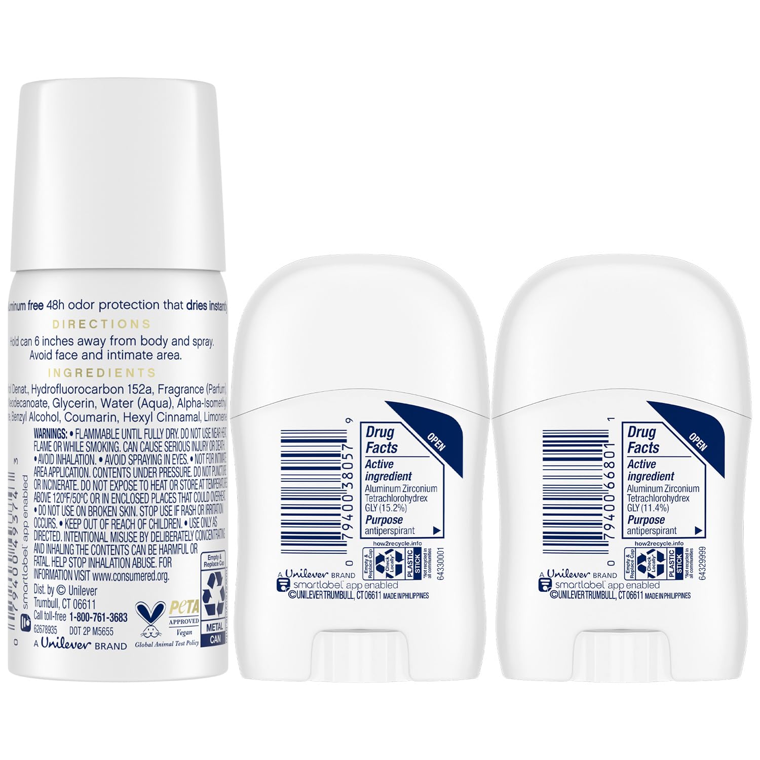 Dove travel spray is light and travel-ready with aluminum-free formula.