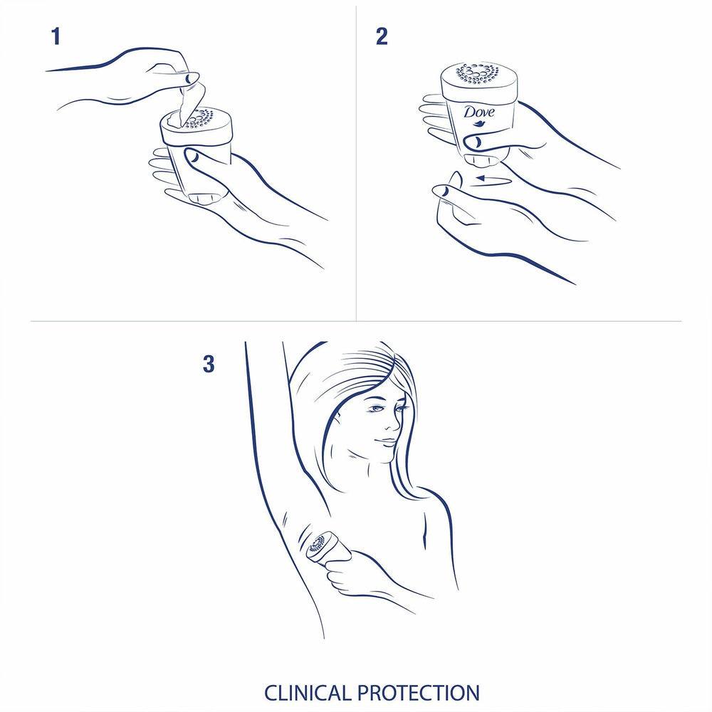 Dove twist-dial mechanism shows easy application for quick everyday use.