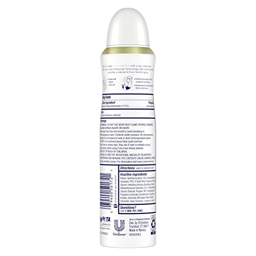 Dove Ultimate Dry Spray action releasing a quick, ultra-dry mist for daily protection.