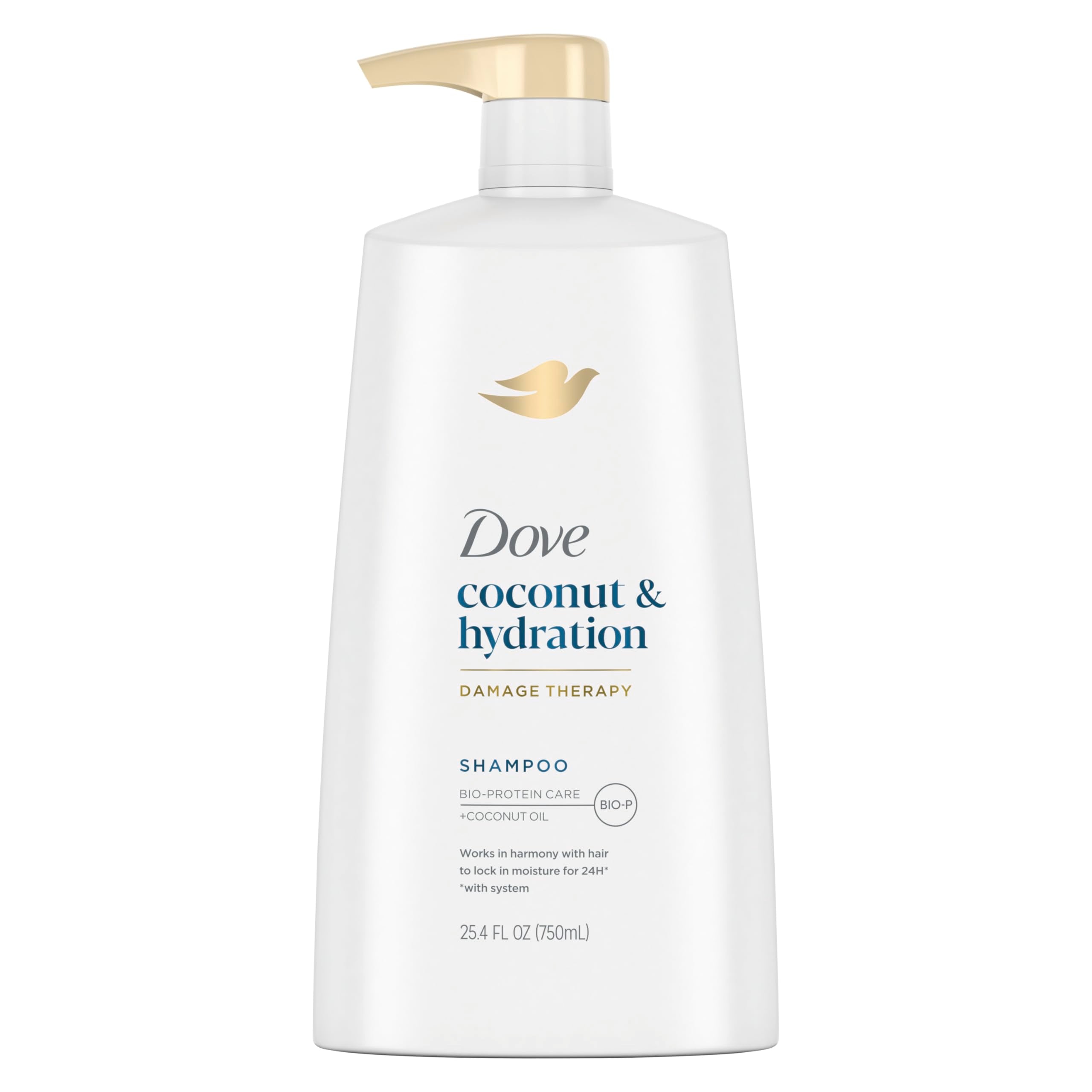 Dove Ultra Care Coconut & Hydration shampoo bottle for nourished, soft hair.
