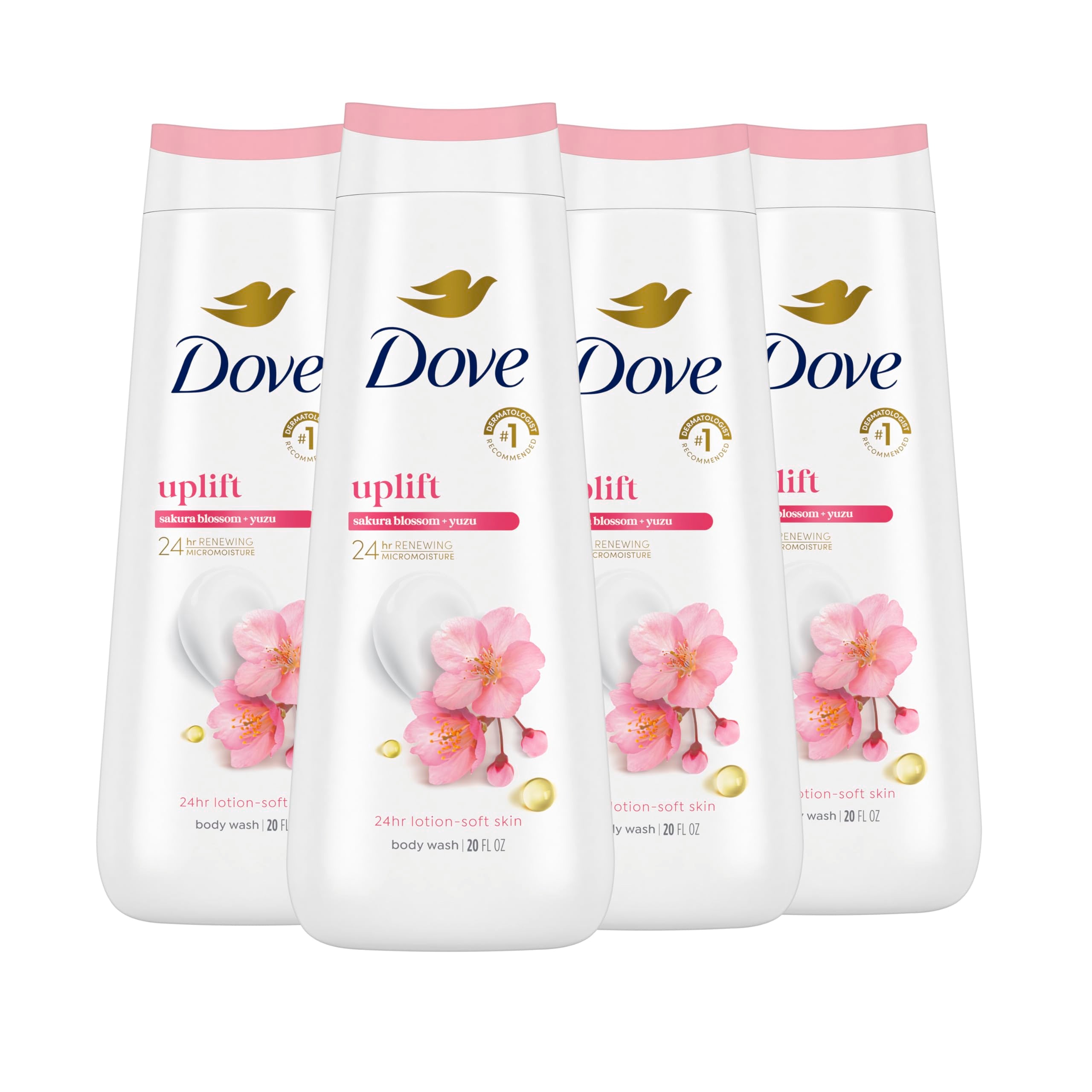 Dove Uplifting Sakura Blossom & Yuzu bottle showing hydration-ready design