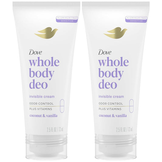 Dove Whole Body Deo cream jar close-up, rich texture for all-day odor control