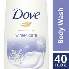 Dove Winter Care Body Wash pump in action, easy daily dispense for showers