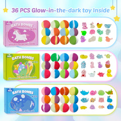 DOVIPE glow-in-the-dark toy bath bomb reveals a magical surprise.