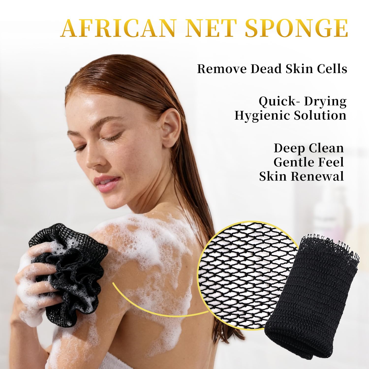 DOXOLATO African net sponge: gentle exfoliation for smoother skin.