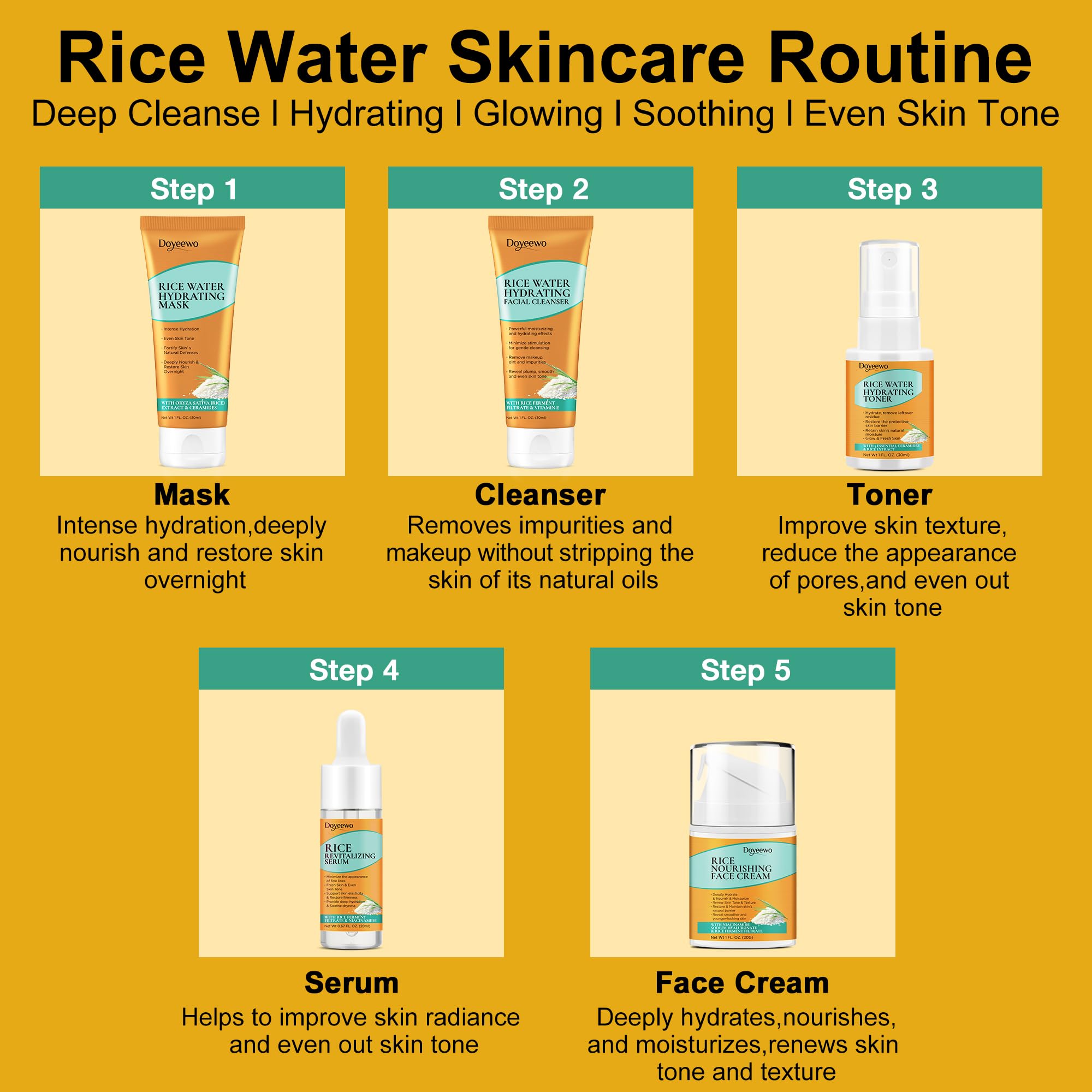 DOYEEWO skin care set serum delivers lasting hydration and glow.