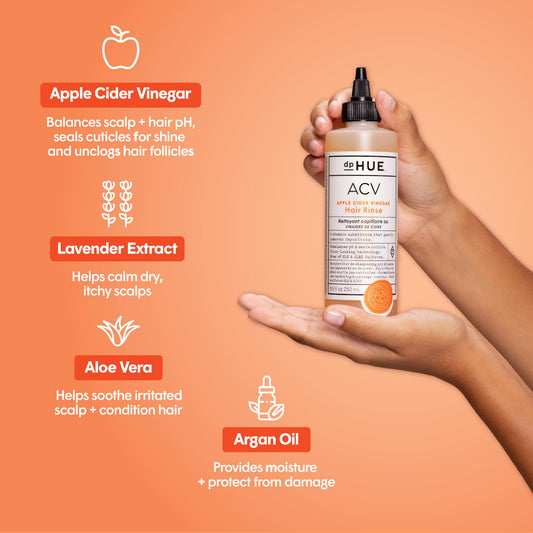 Close-up of dpHUE label highlighting natural ingredients and color-safe claim