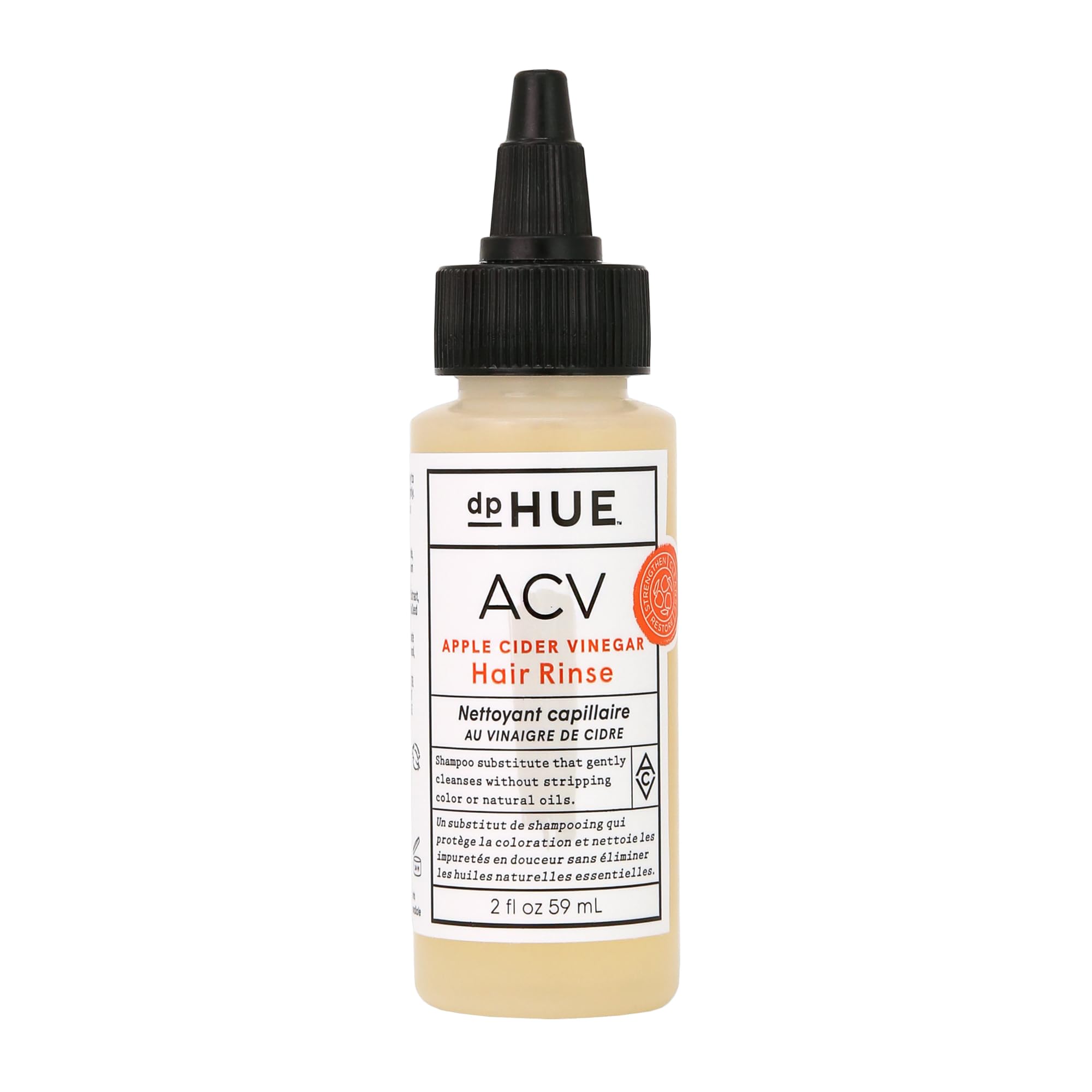 dpHUE front packaging showing 2 oz bottle and clear label for easy identification and travel convenience