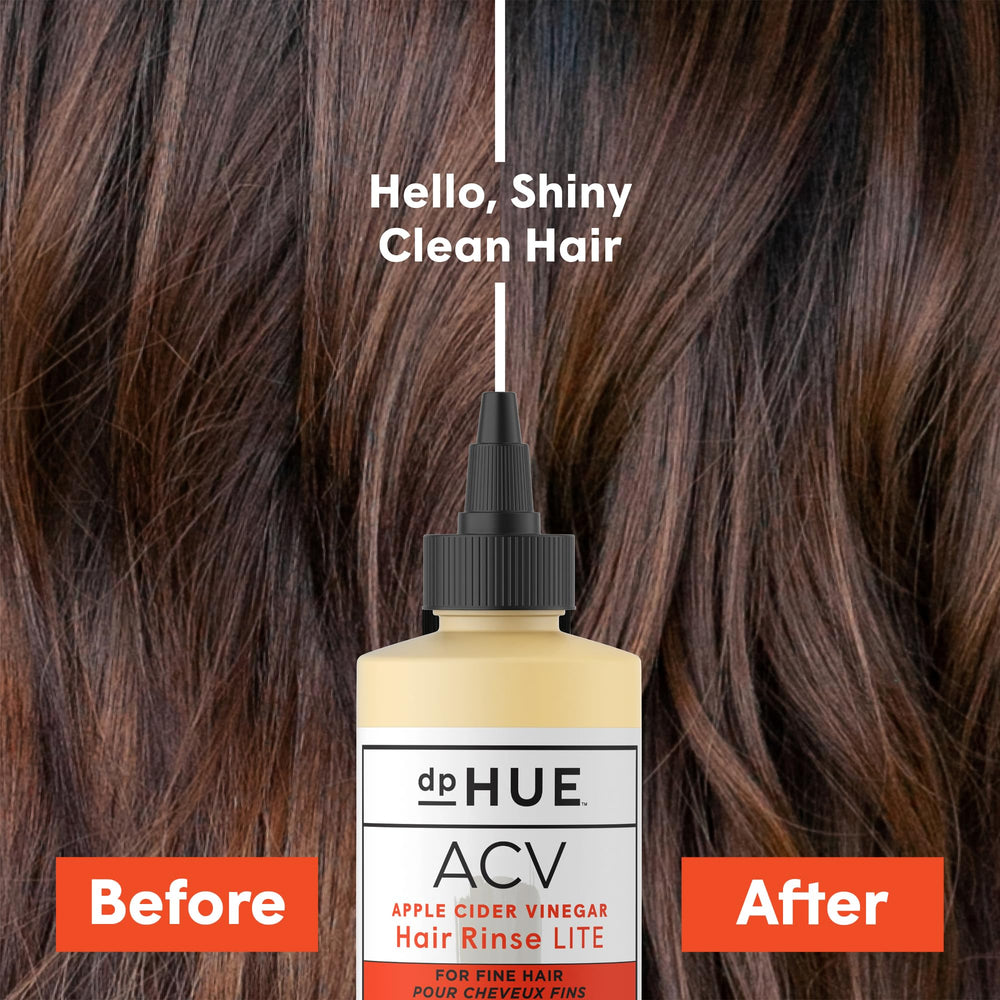dpHUE Apple Cider Vinegar Hair Rinse Lite label closeup emphasizes lavender and aloe softness