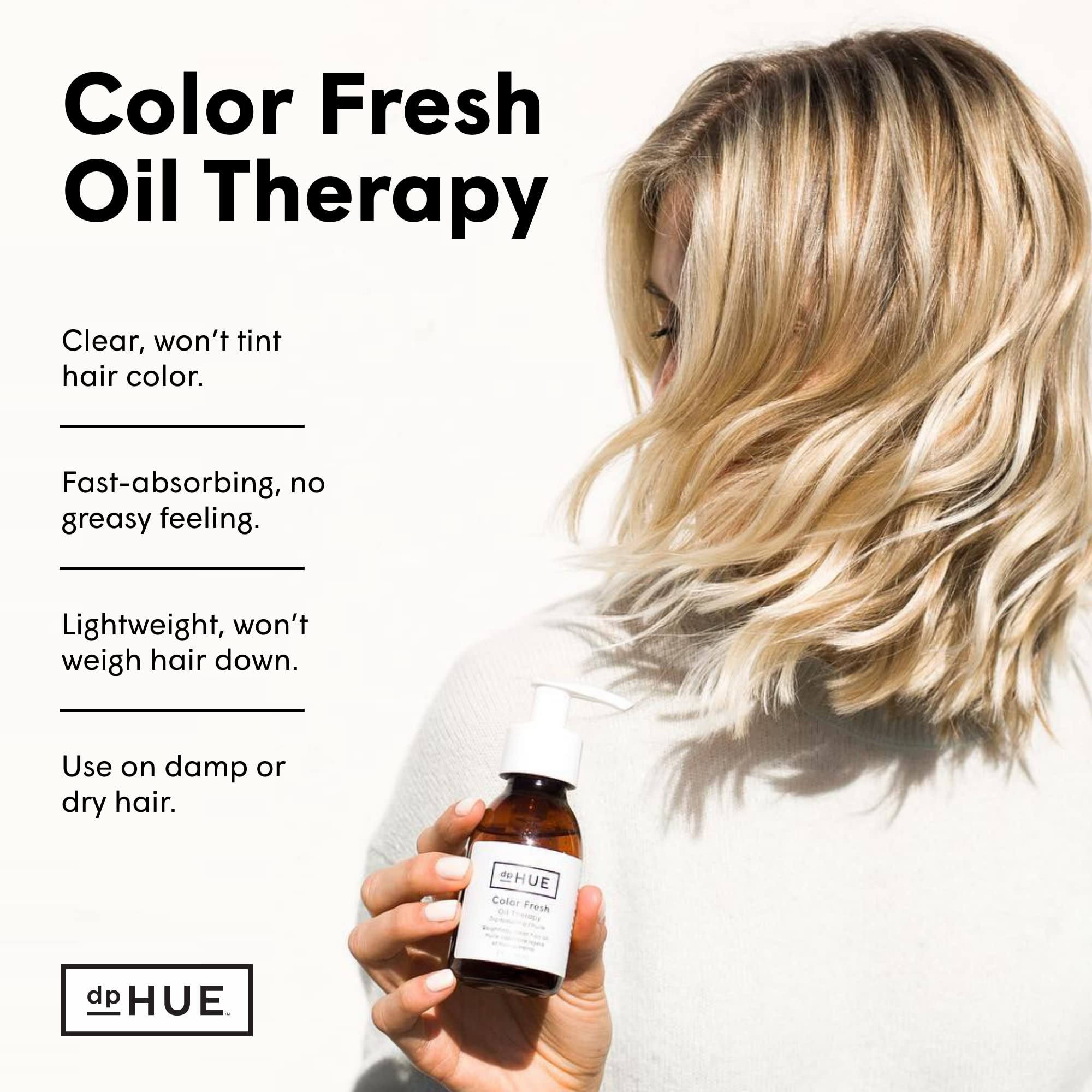 dpHUE Color Fresh Oil Therapy bottle pour illustrating easy application
