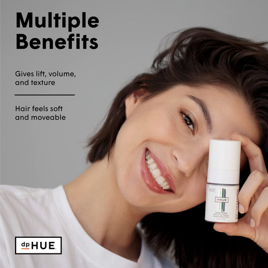 dpHUE Color Fresh Texturizing Powder applied at roots for instant lift and volume
