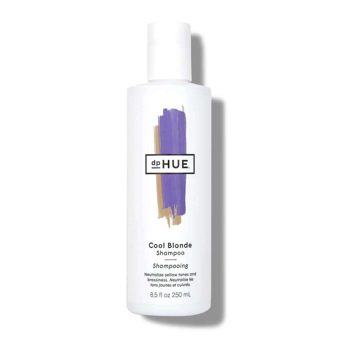 dpHUE Cool Blonde Shampoo bottle front highlights purple pigments for brassy-tone neutralization.