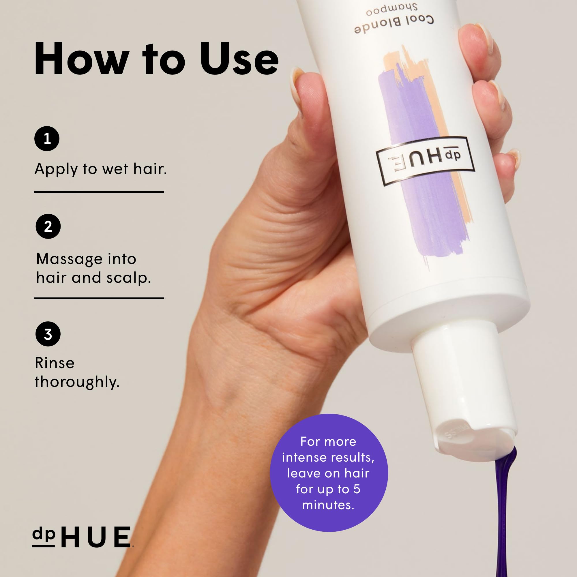 dpHUE Cool Blonde Shampoo lather-foam hints at gentle cleansing for color-treated hair.