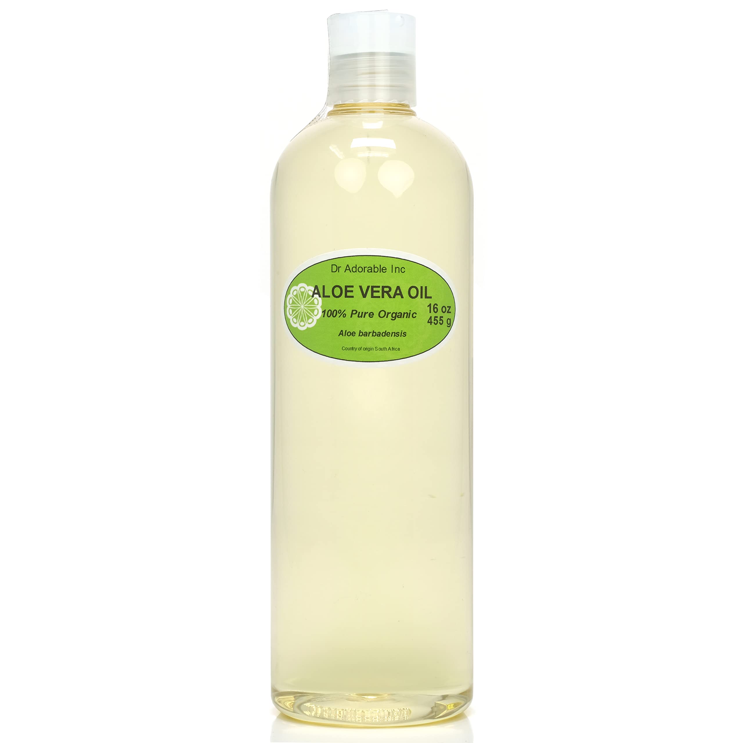 Dr Adorable Aloe Oil 16oz bottle, ideal for hydrated skin and hair care.