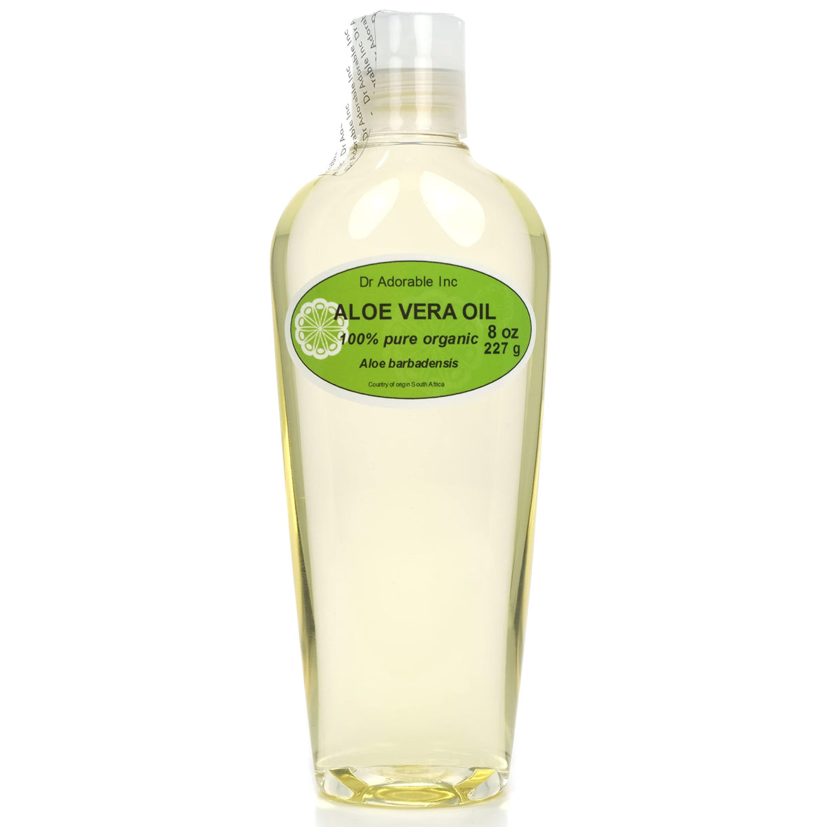 Dr Adorable Aloe Oil 8 oz bottle for skin hydration and hair shine.