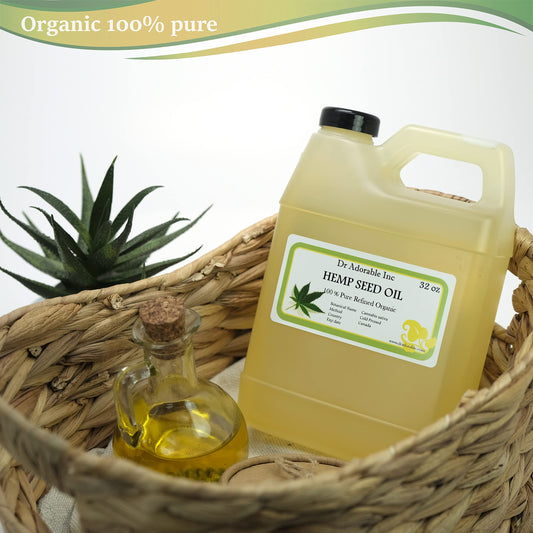 Dr Adorable hemp seed oil amber bottle closeup with pure cold-pressed formula