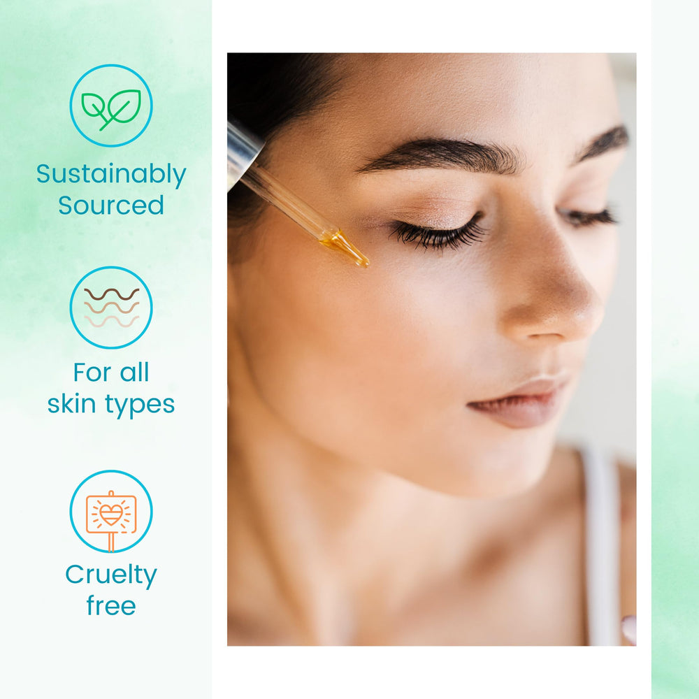 Dr Adorable bottle applying oil to skin for radiant complexion.