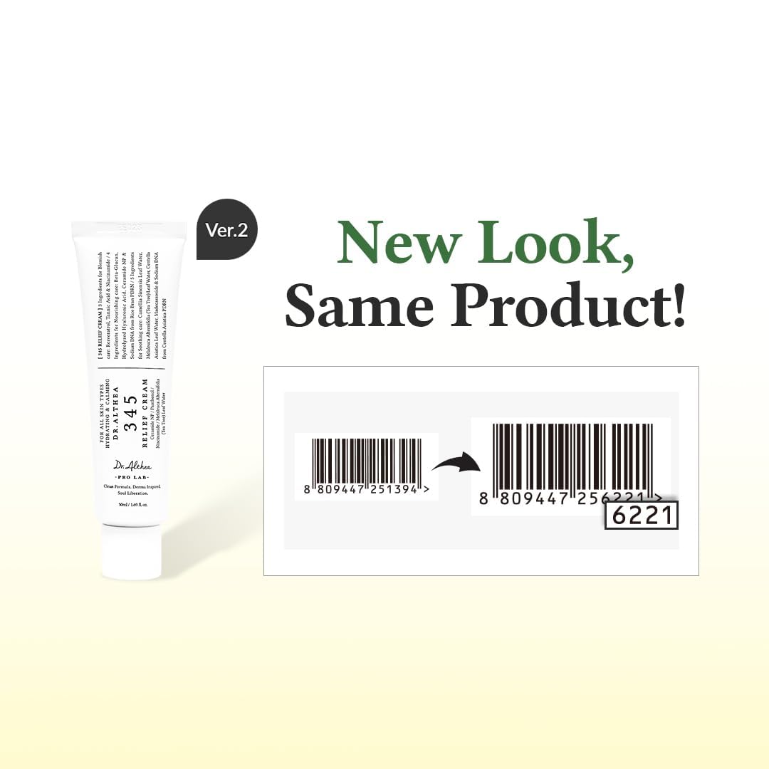 Dr.Althea 345 Relief Cream bottle beside vegan packaging seals the clean formula.