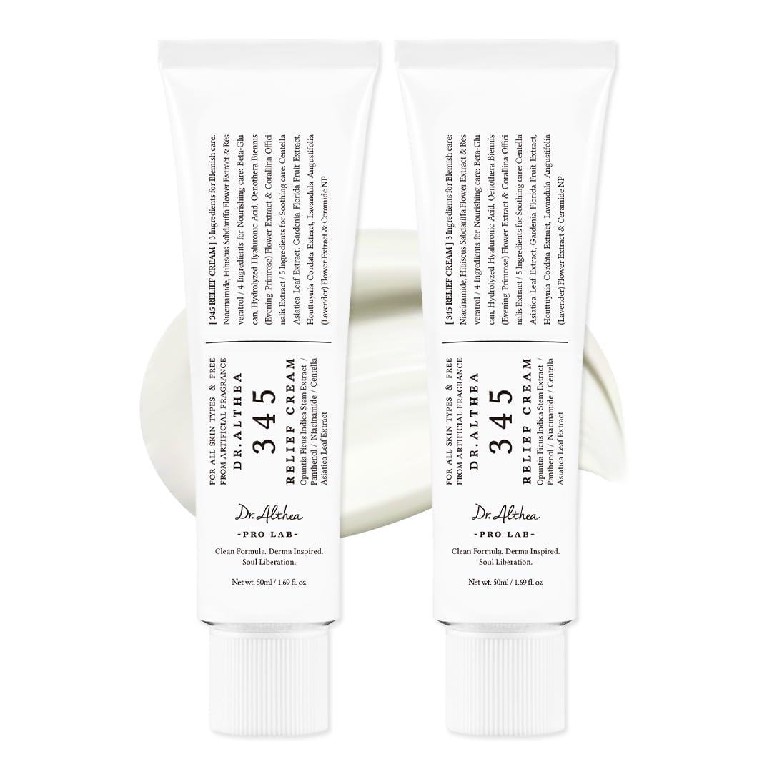 Dr.Althea 345 Relief Cream jar close-up with creamy texture for blemish care.