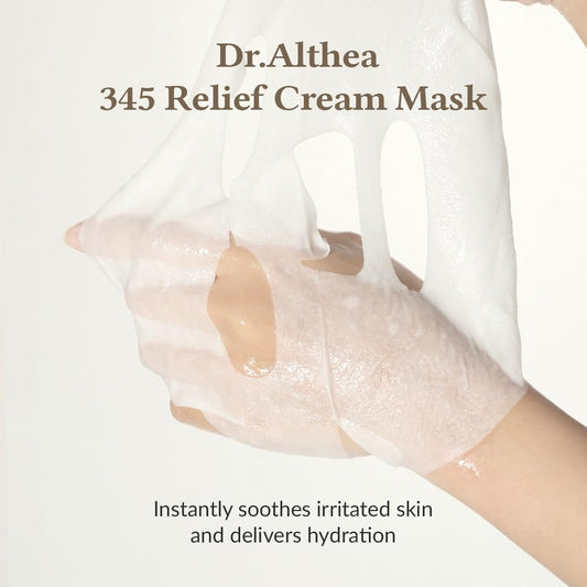 Dr.Althea 345 Relief Cream Mask close-up of serum infused sheet for soothing care
