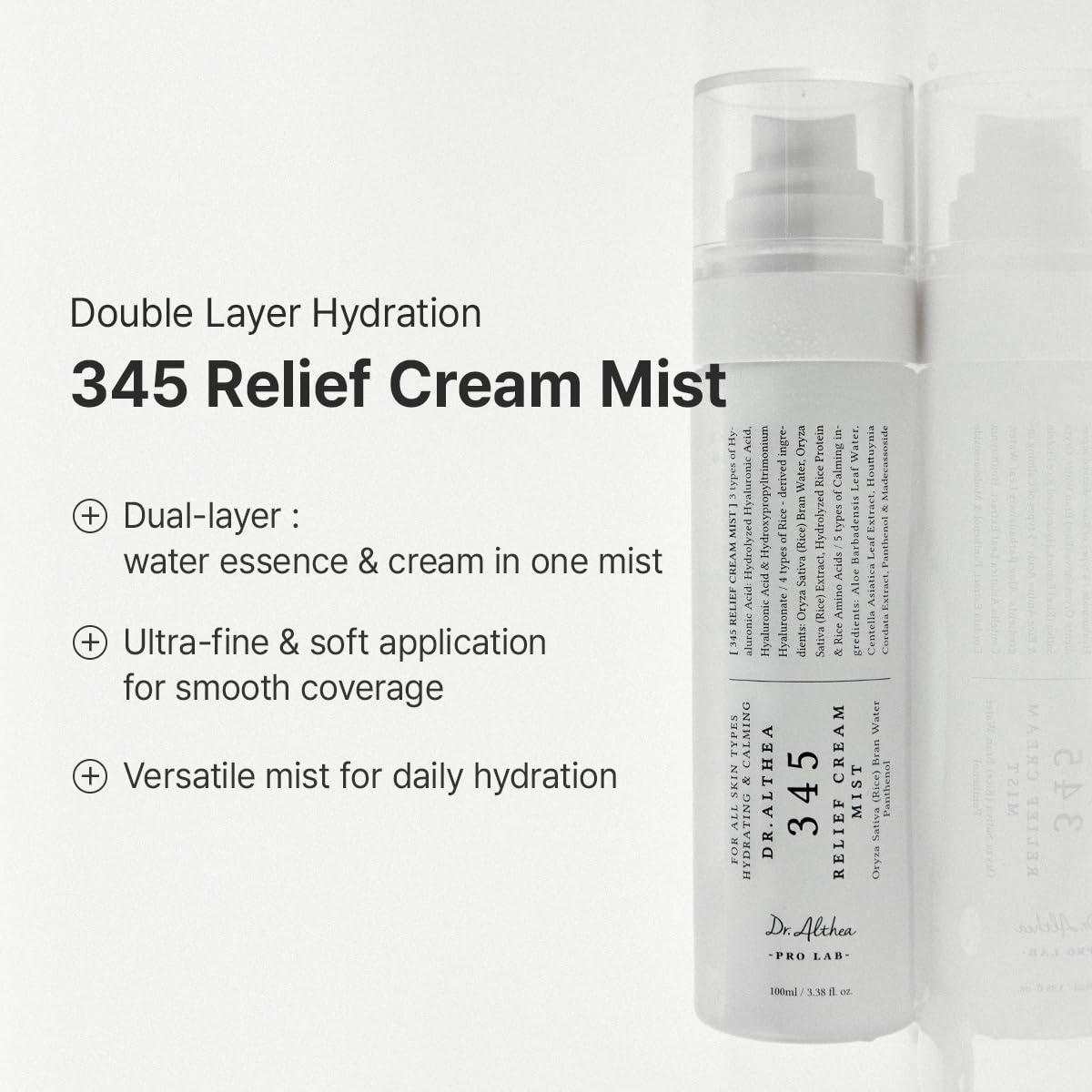 Dr.Althea ingredients label highlights Niacinamide and Ceramide NP for barrier support.