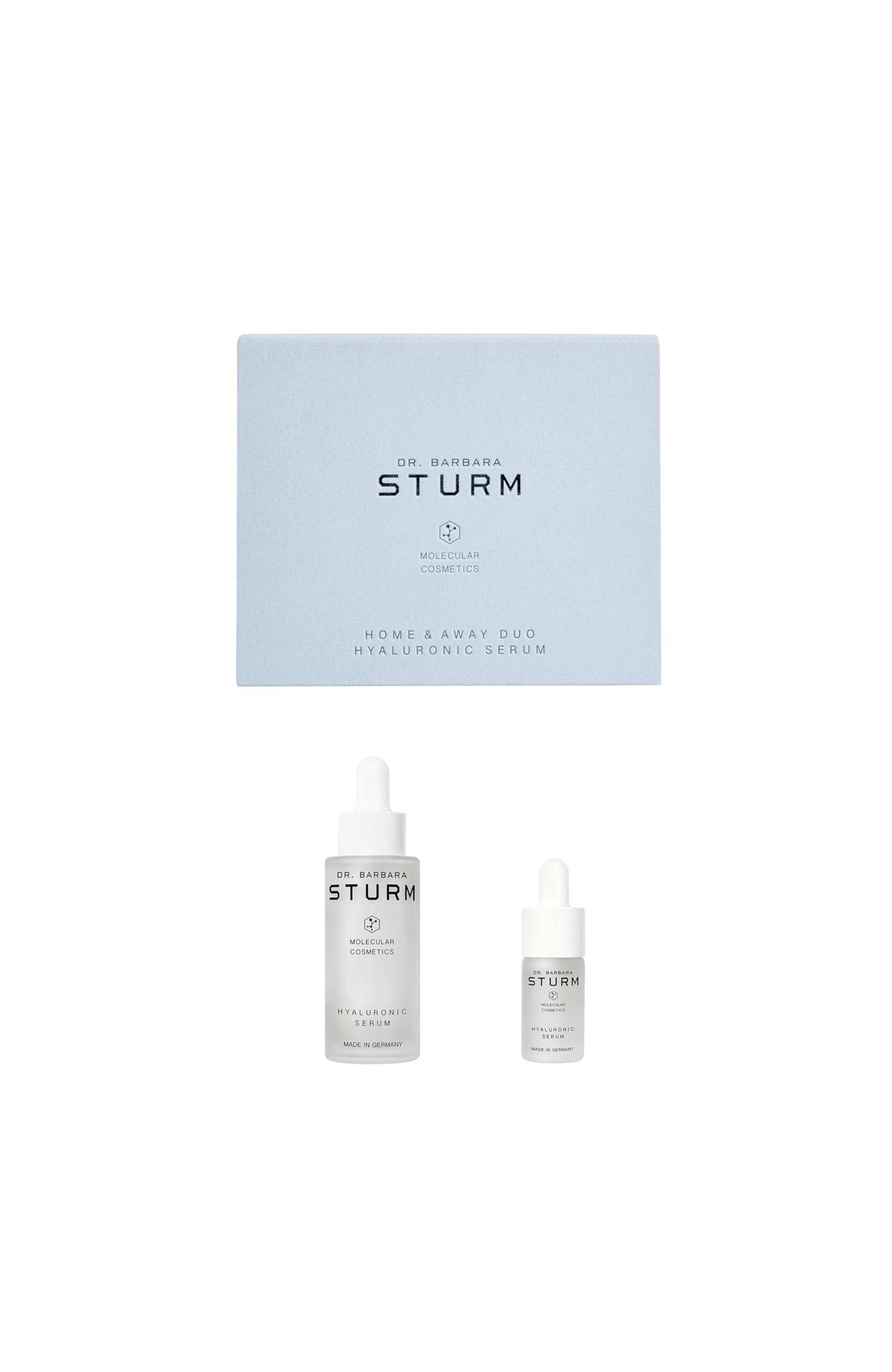 Dr. Barbara Sturm Hyaluronic Serum full-size bottle delivers lasting hydration for a plump appearance.
