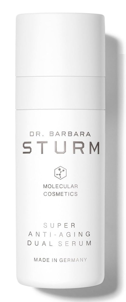 Dr. Barbara Sturm Super Anti Aging Dual Serum bottle in premium skincare packaging.