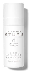 Dr. Barbara Sturm Super Anti Aging Dual Serum bottle in premium skincare packaging.
