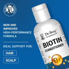 Dr. Berg Biotin Conditioner label close-up with paraben-free promise