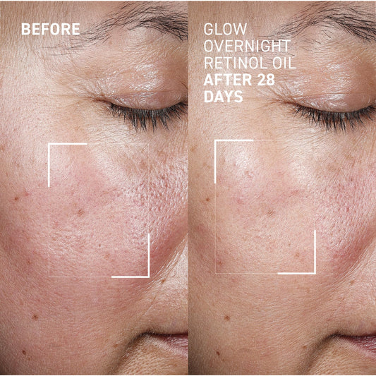 Dr. Brandt Bright This Way Glow Overnight Oil drop on skin for renewed texture.