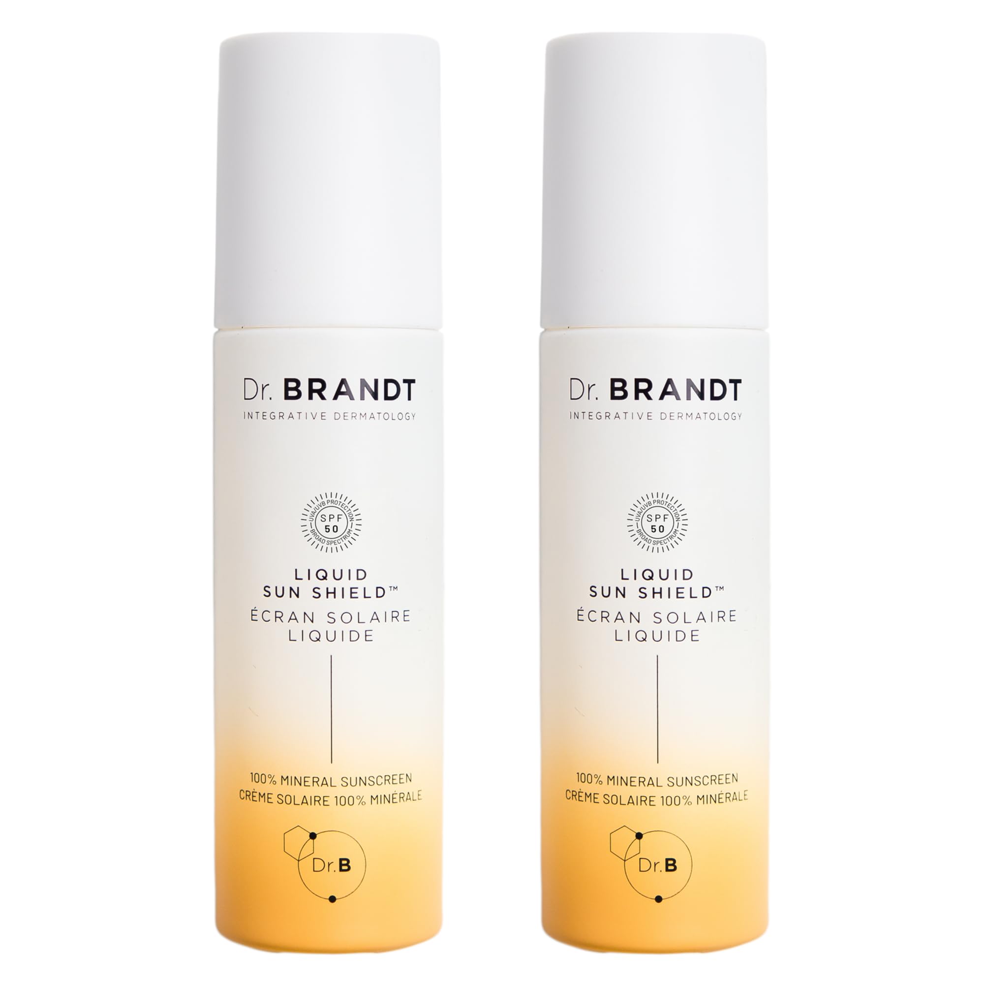 Dr Brandt Bright This Way bottle pour shows a lightweight mineral sunscreen texture for daily use