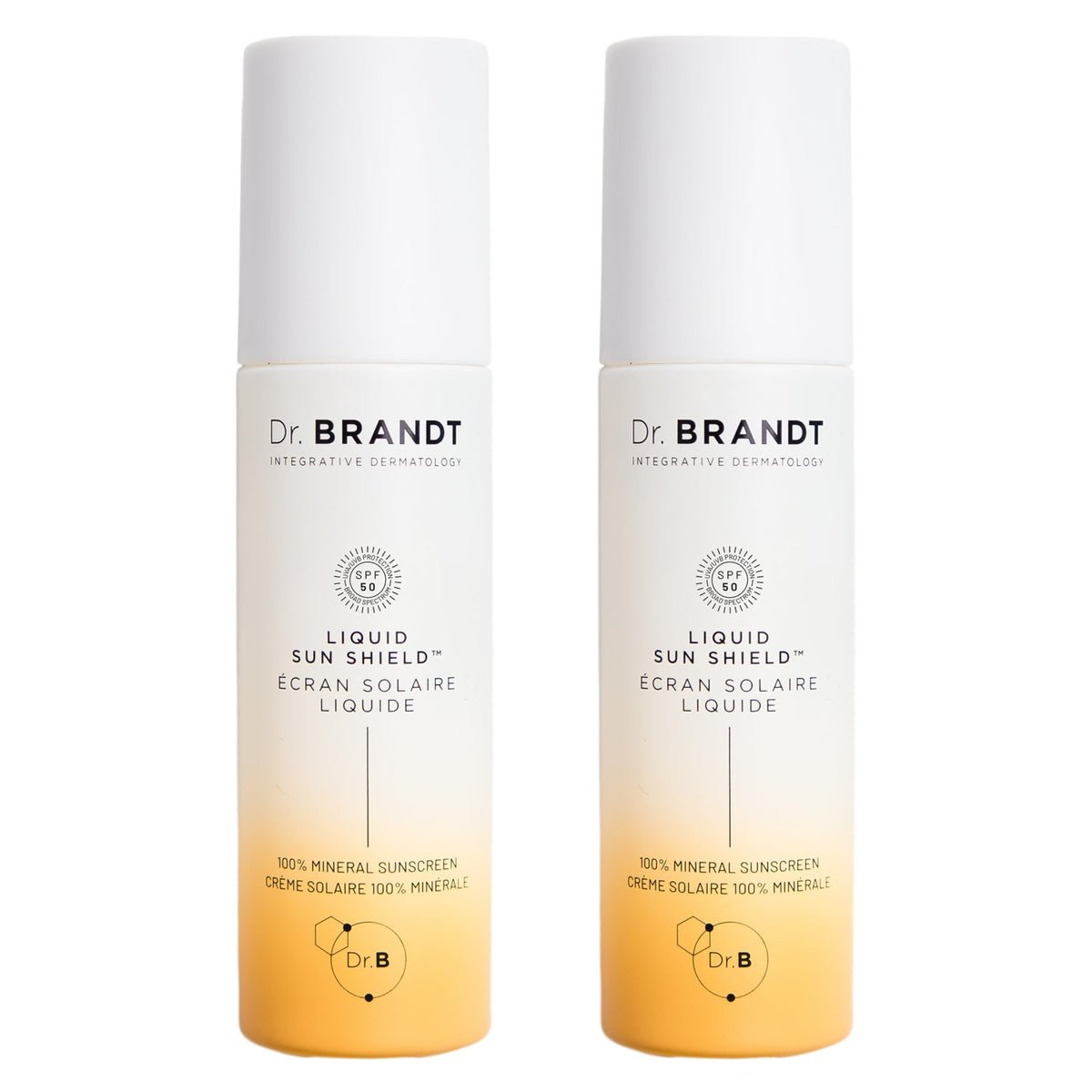 Dr Brandt Bright This Way bottle pour shows a lightweight mineral sunscreen texture for daily use