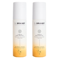 Dr Brandt Bright This Way bottle pour shows a lightweight mineral sunscreen texture for daily use
