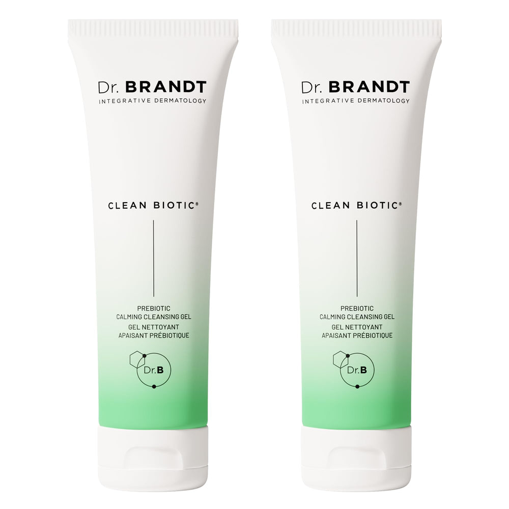 Dr. Brandt Clean Biotic dual-pack front view for daily cleansing and convenience