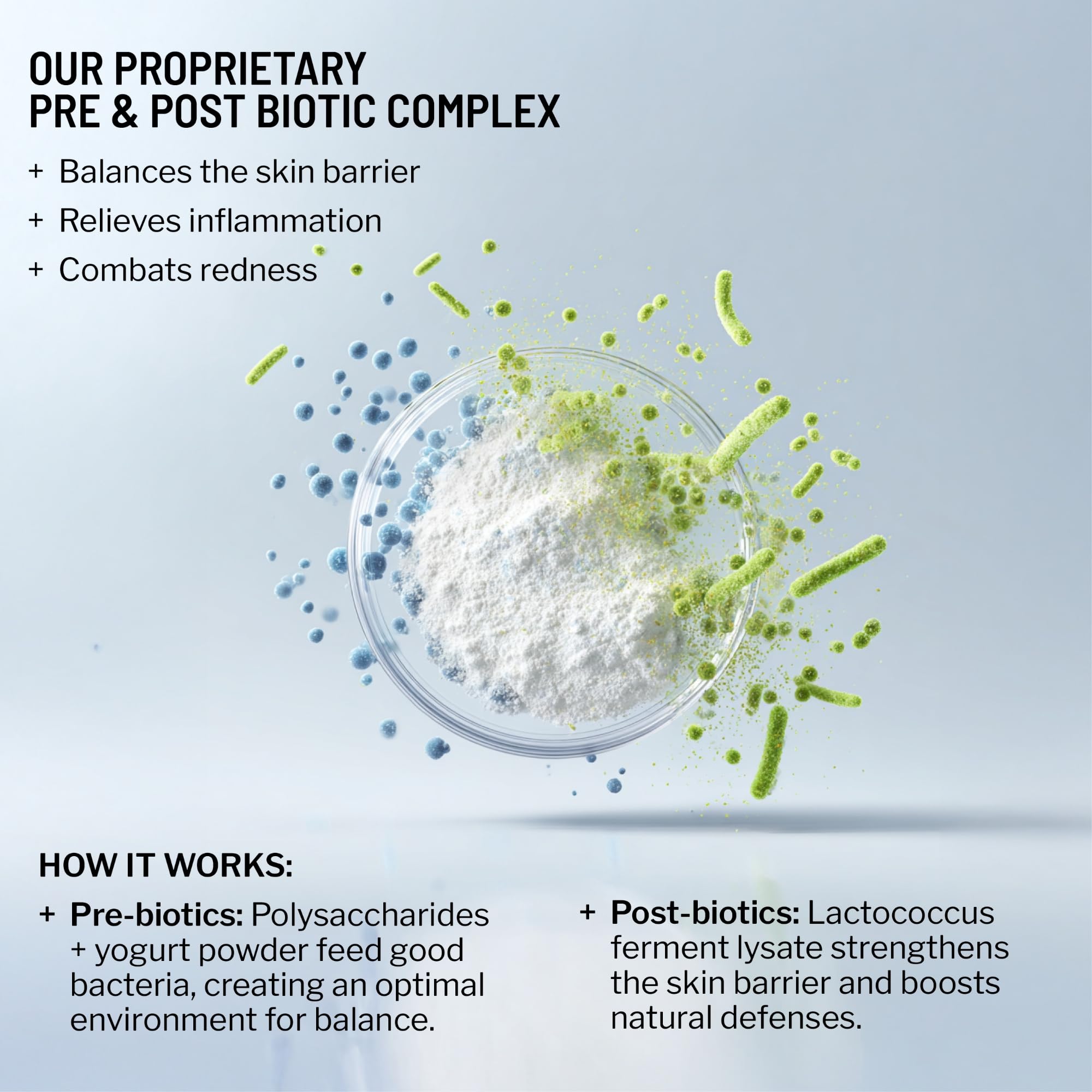 Dr. Brandt Clean Biotic yogurt swirl label highlights probiotic concept and gentle cleansing benefits