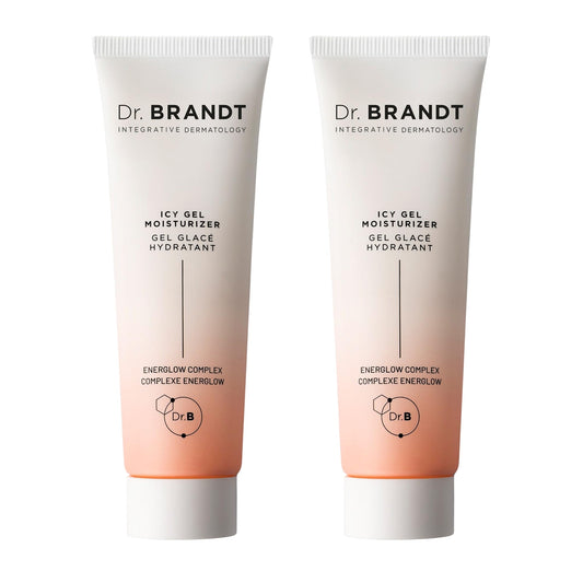 Dr. Brandt iD-STRESS icy gel moisturizer bottle closeup with cooling hydration
