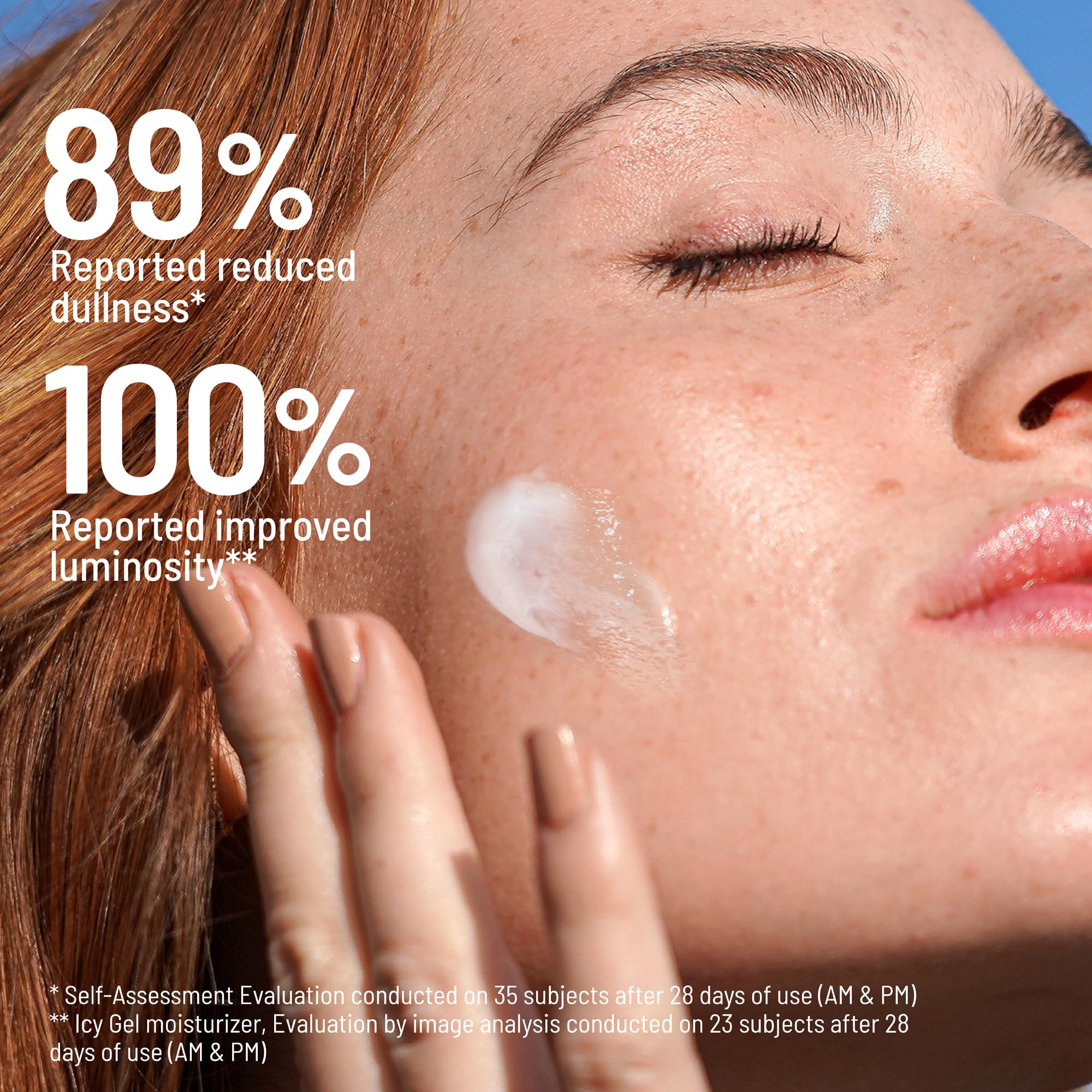 Applying Dr. Brandt iD-STRESS on the face for dewy radiance