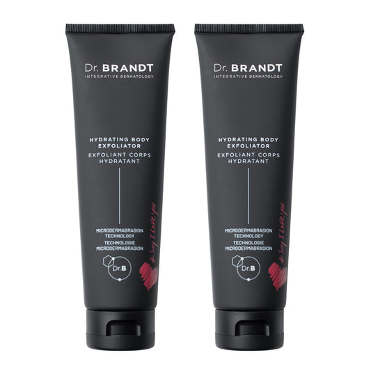 Dr. Brandt Microdermabrasion Hydrating Body Exfoliator bottle close-up for at-home exfoliation