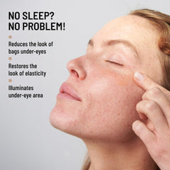 Dr. Brandt Needles No More Baggage peptide and caffeine formula in use.