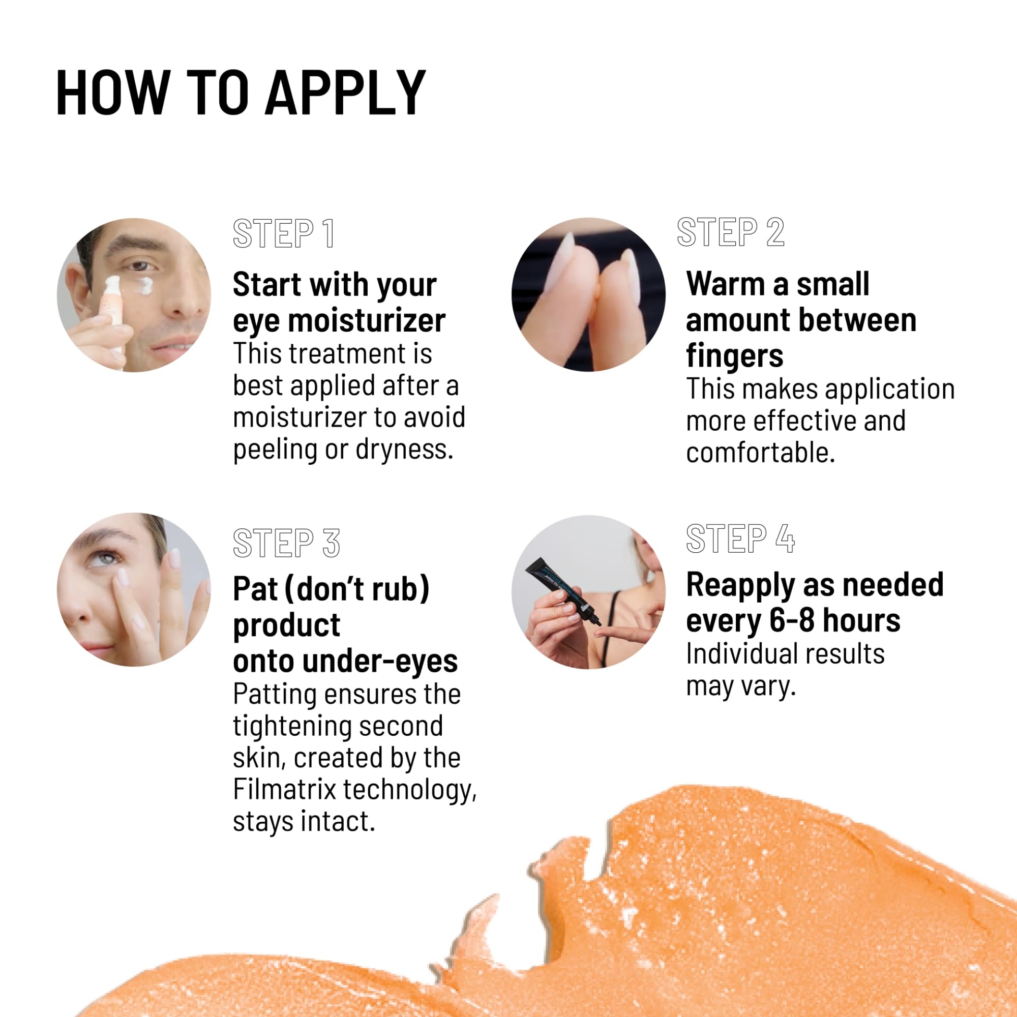 Dr. Brandt Needles No More Baggage warm-between-fingers activates gel transition.