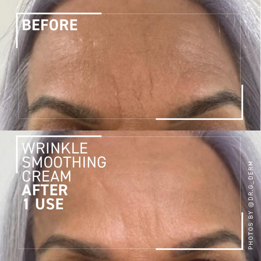 Closeup of the Dr. Brandt Needles No More Wrinkle Smoothing Cream bottle for easy daily application.