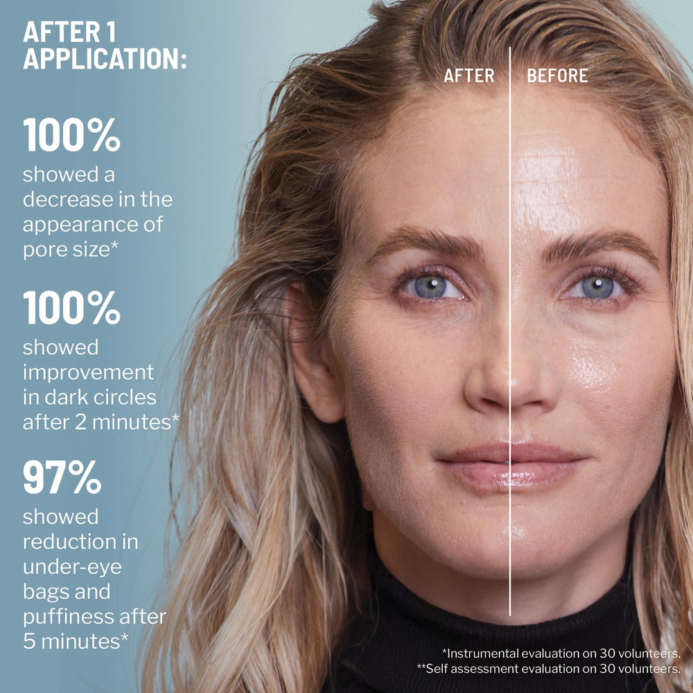 Pore Refiner Primer swatch on skin showing blur and shine control