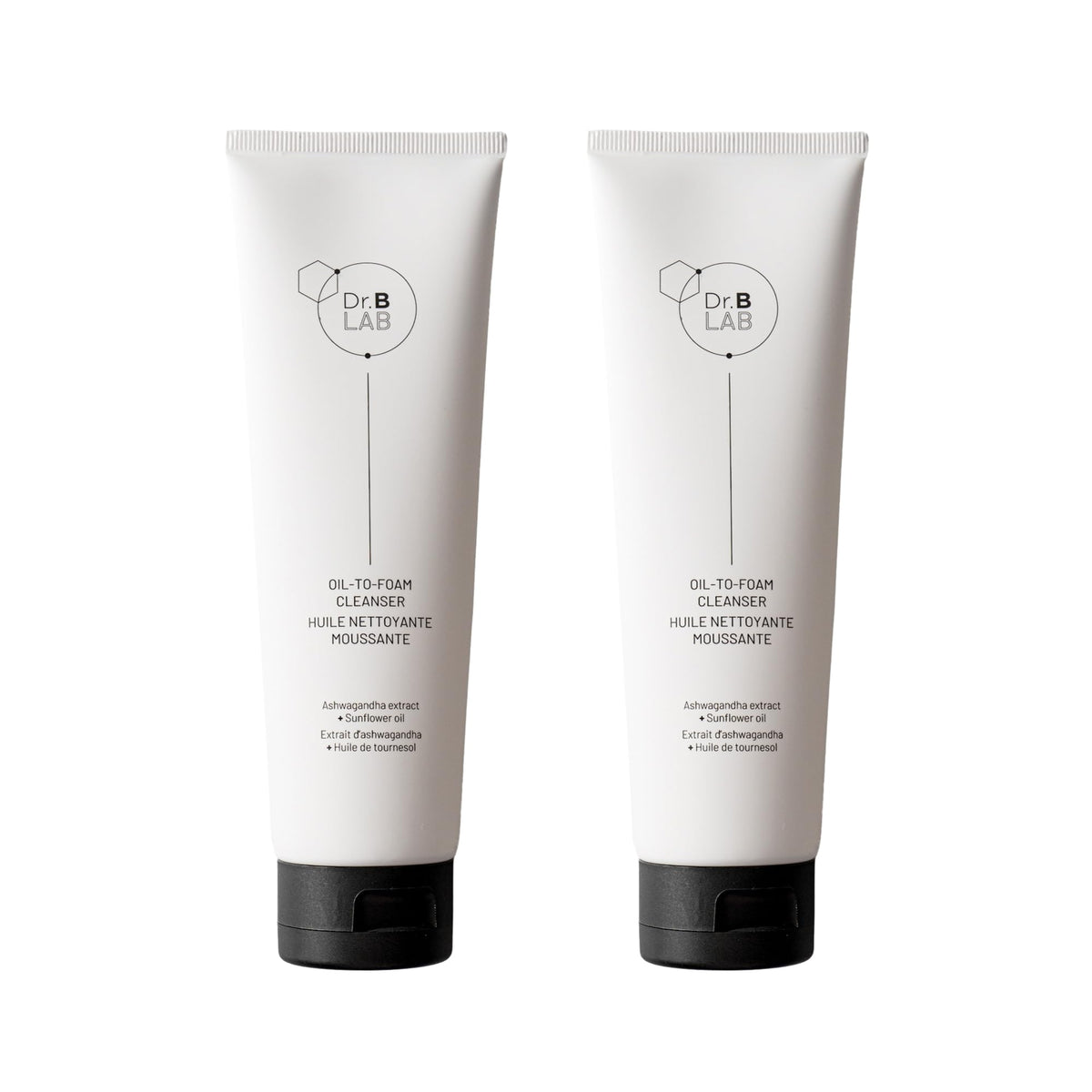 Dr. Brandt Dr. B Lab Oil-To-Foam Cleanser bottle close-up showing hydrating cleansing action