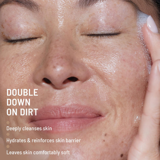 Texture of Dr. Brandt Dr. B Lab Oil-To-Foam Cleanser foaming on skin