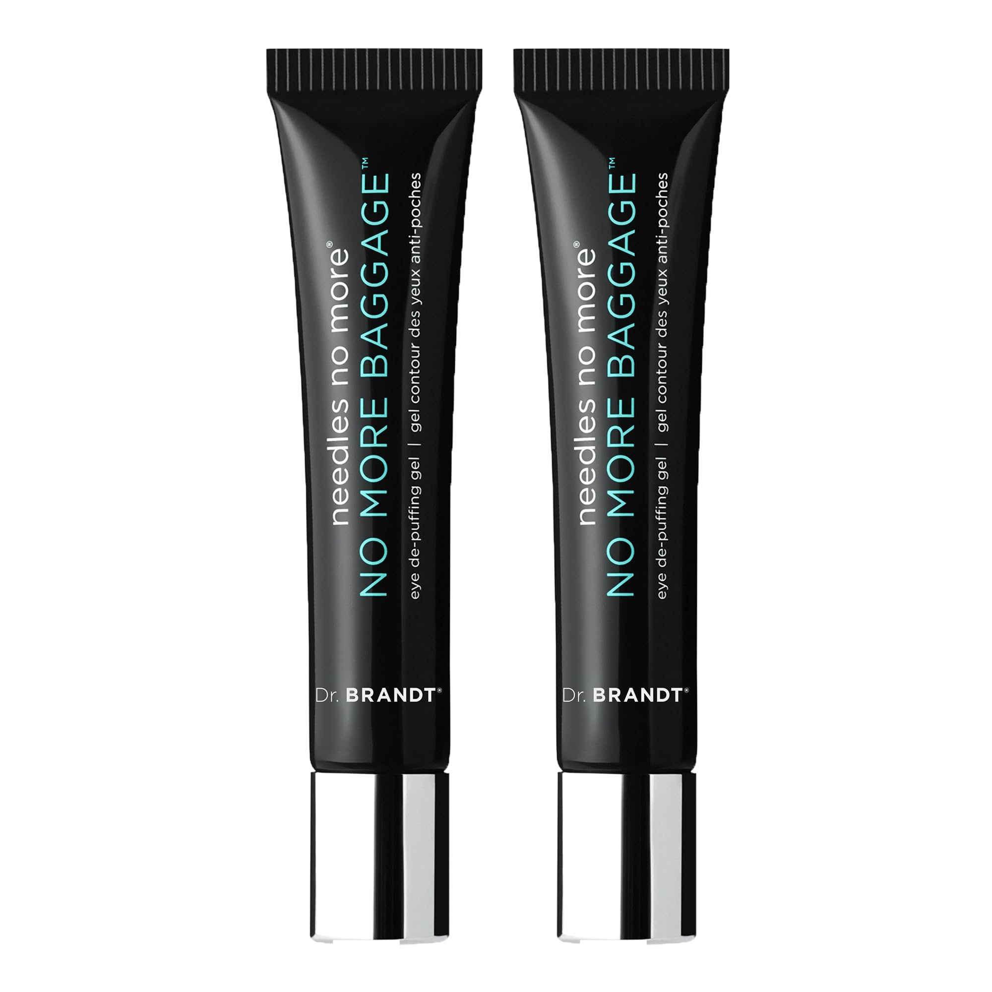 Dr. Brandt Needles No More jar close-up, fragrance-free gel for refreshing the eye area.