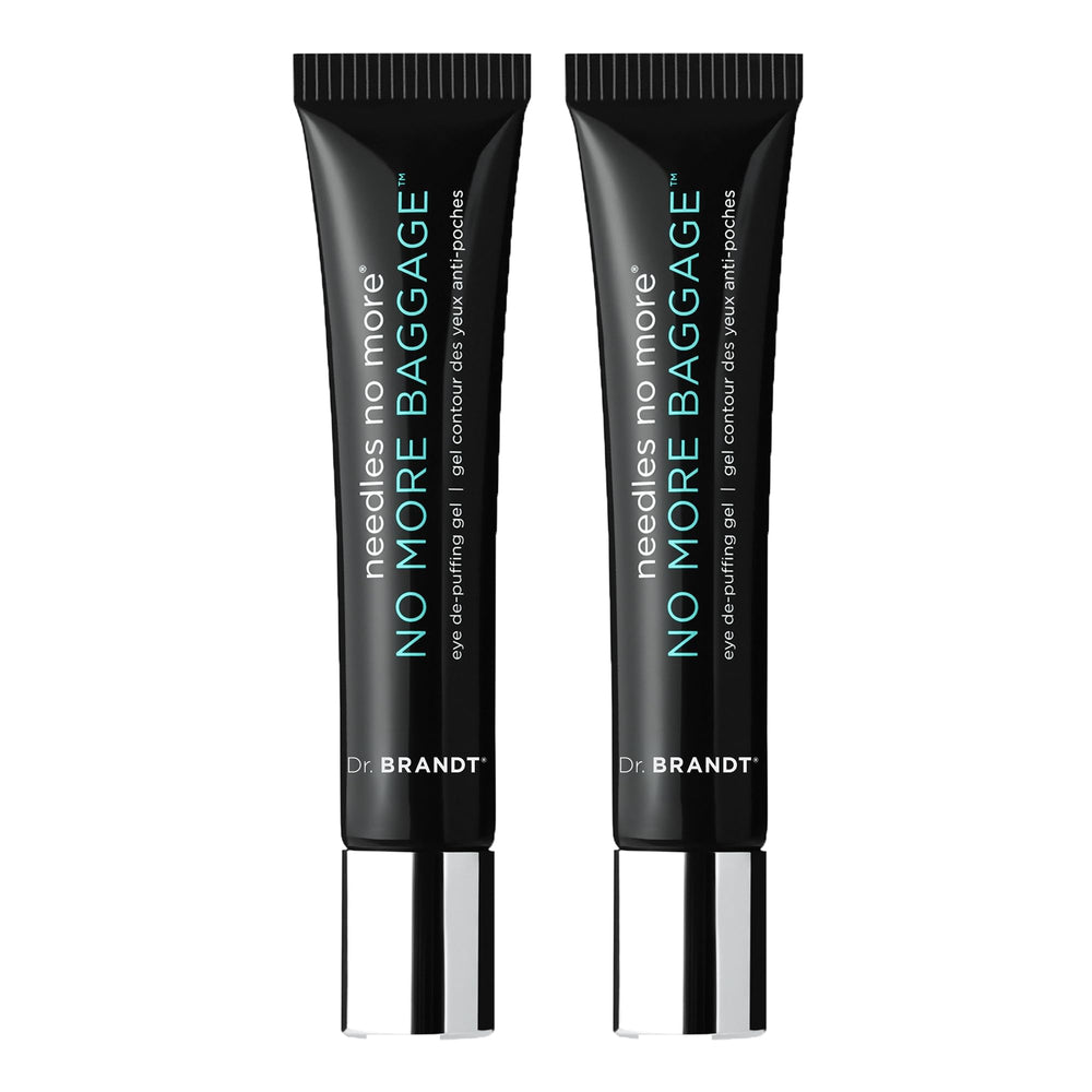 Dr. Brandt Needles No More jar close-up, fragrance-free gel for refreshing the eye area.