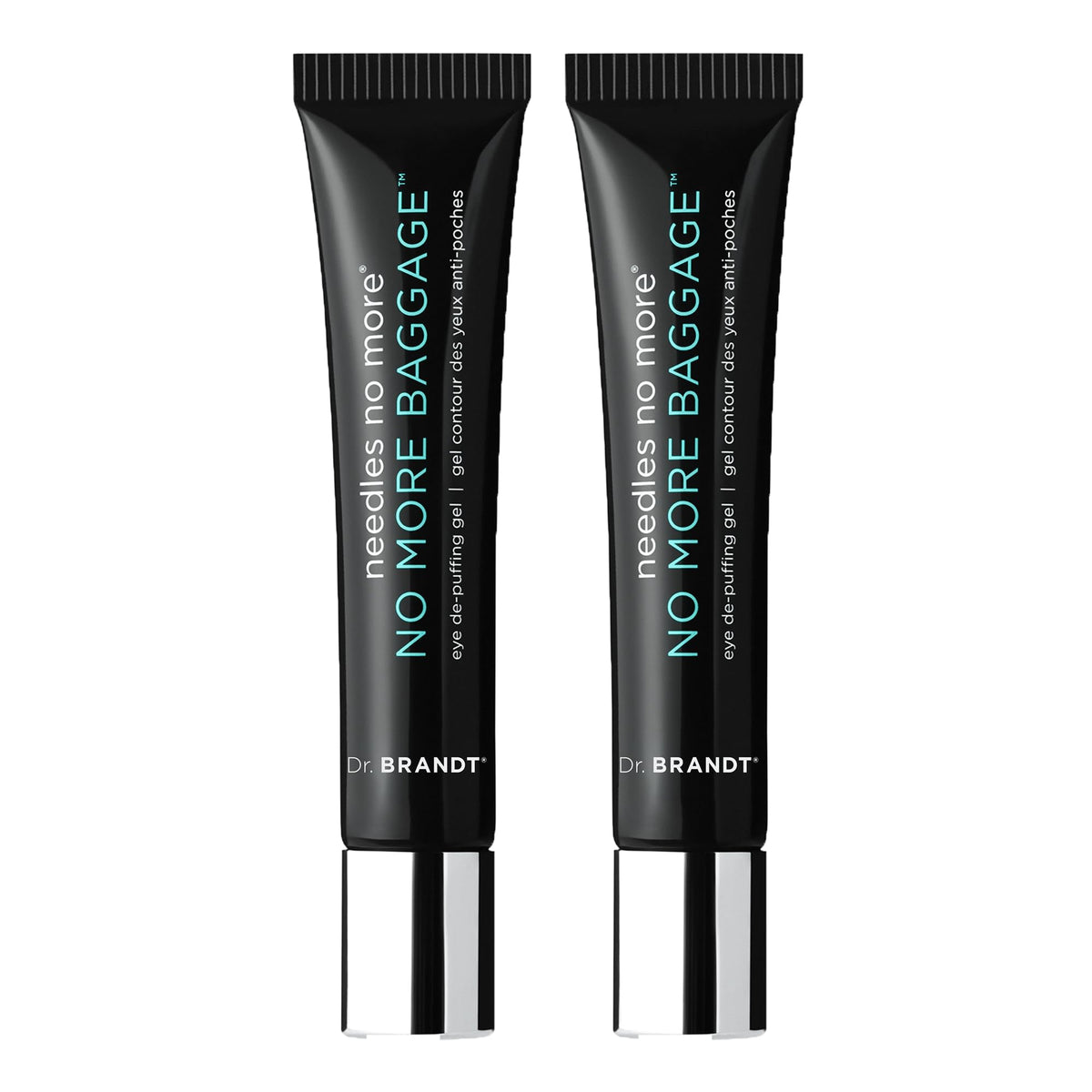 Dr. Brandt Needles No More jar close-up, fragrance-free gel for refreshing the eye area.