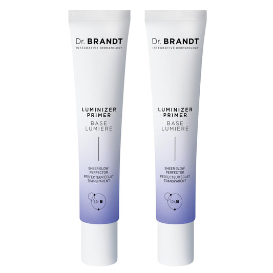 Dr. Brandt Skincare Pores No More Luminizer Primer bottle primes for a smooth, glowing base.